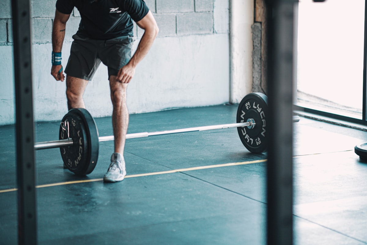 Man performing strength training exercise